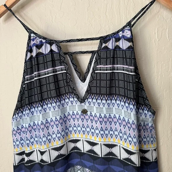 Prana Nari Tribal Ikat Printed Blue Midi Sundress Size Small - Picture 11 of 16